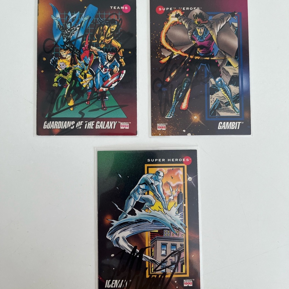 1992 Impel Marvel Universe trading cards Gambit Iceman Guardians Signed